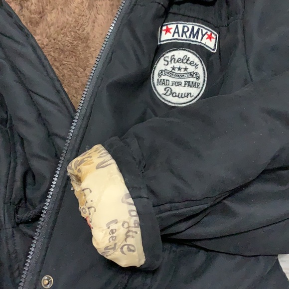 Army style winter coat black fake fur - Picture 6 of 7